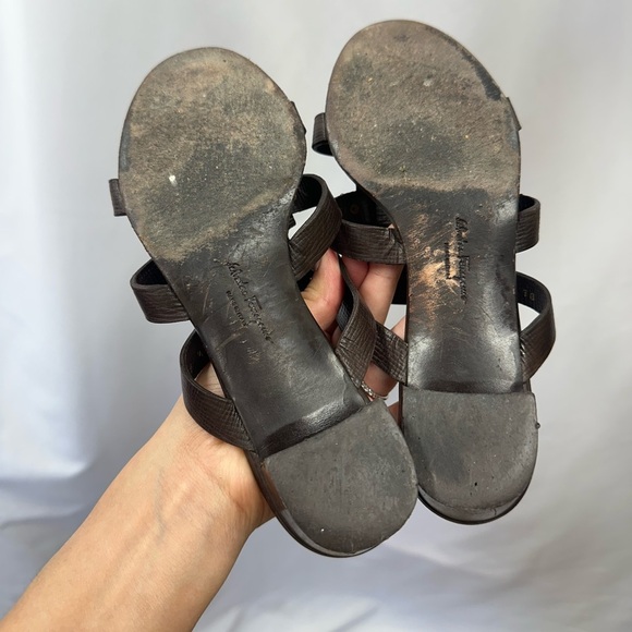 Salvatore Ferragamo brown and gold gladiator heeled sandals size 5.5 - Picture 7 of 7
